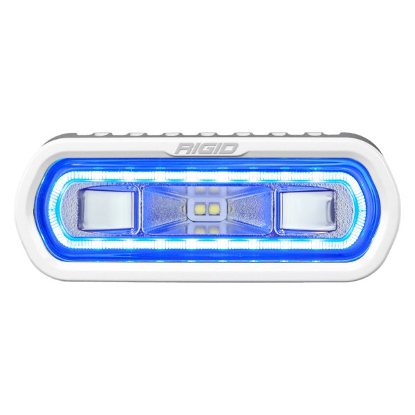 Rigid Industries® - SR-L Series 4.5"x1.5" 14W White Housing Wide Driving Beam White/Blue LED Light with Blue Halo