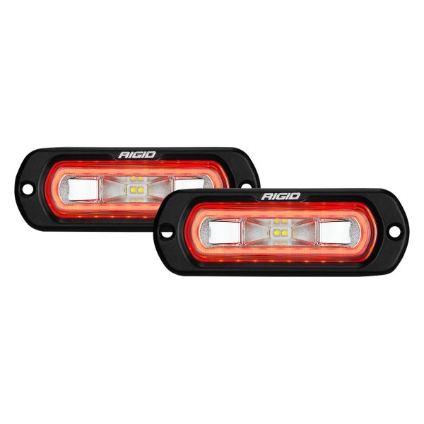 Rigid Industries® - SR-L Series Flush Mount 4.5"x1.5" 2x14W Wide Driving Beam LED Lights with Red Halo
