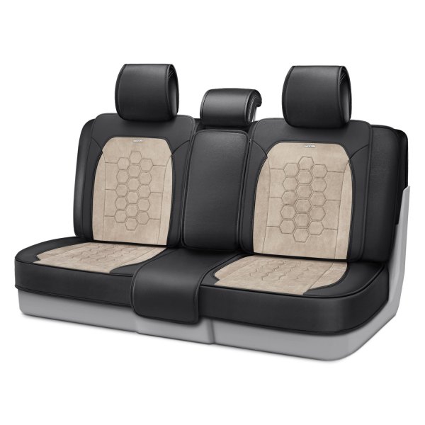 Rixxu™ - Favo Series 2nd Row Black/Dark Gray Seat Covers with Red Stitching