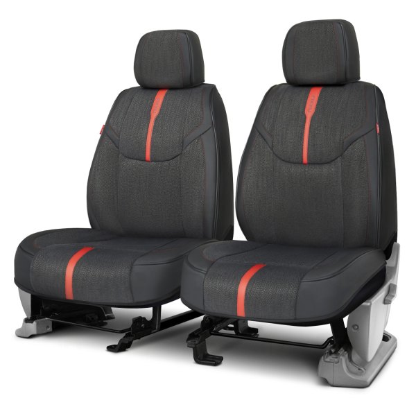 Rixxu™ - Bianco Series 1st Row Black Seat Covers with Red Accents