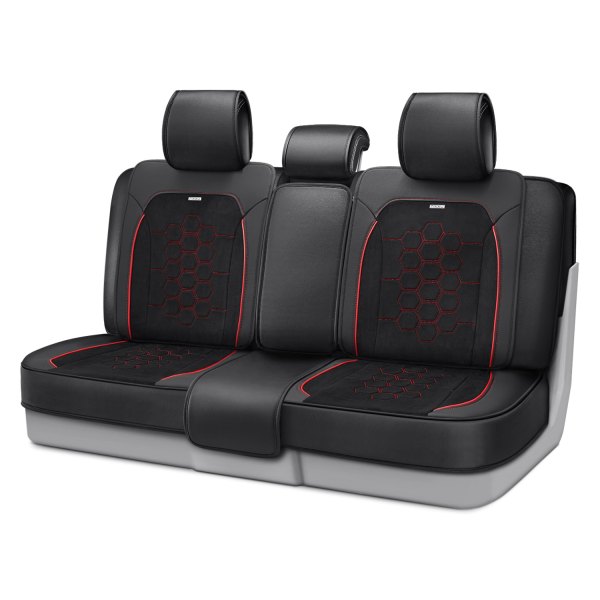 Rixxu™ - Favo Series 2nd Row Black Seat Cover with Red Stitching