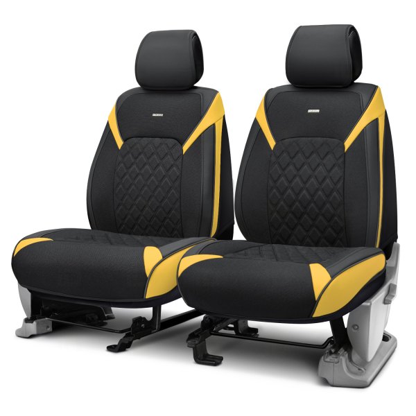 Rixxu™ - Forza Series 1st Row Black Seat Covers with Yellow Accents