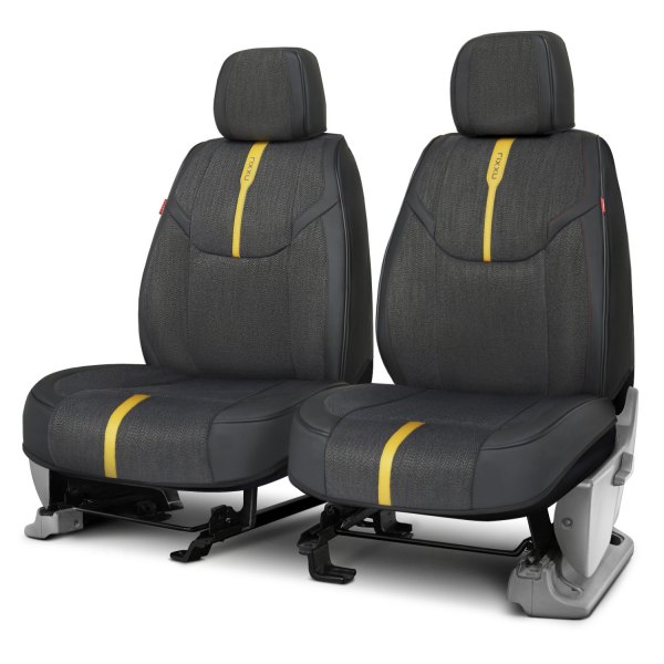 Rixxu™ - Bianco Series 1st Row Black Seat Covers with Yellow Accents