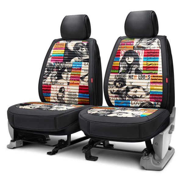 Rixxu™ - Designer Series 1st Row Black Seat Covers with Couture Pattern