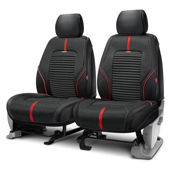 Rixxu™ - Super Sport Series 1st Row Dark Gray Seat Covers with Black Sides