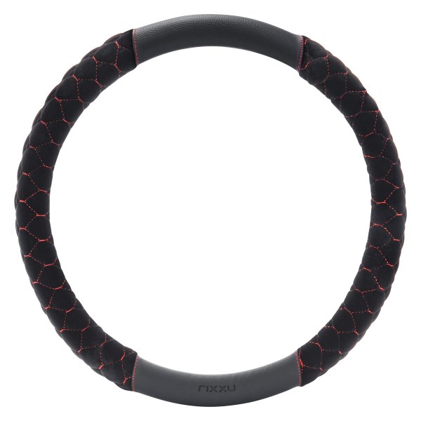 Rixxu™ - Black Steering Wheel Cover with Red Stitch