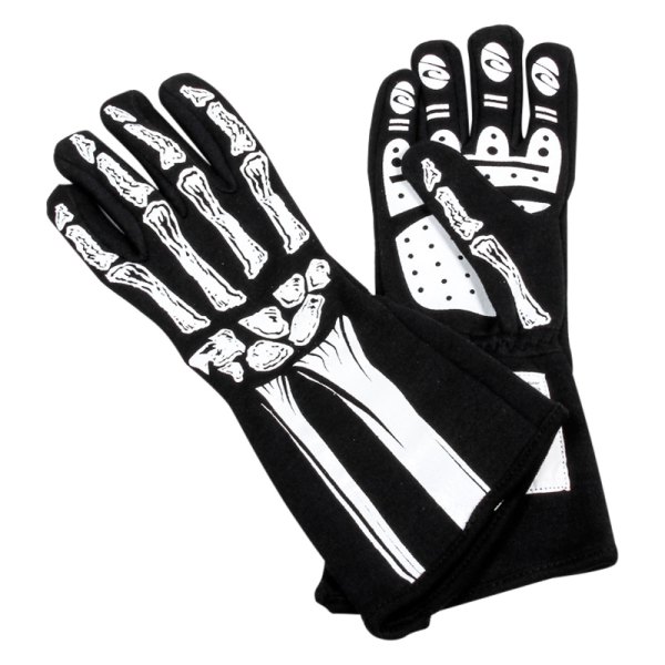 RJS® - White XXL Single Layer Racing Gloves with Skeleton Print