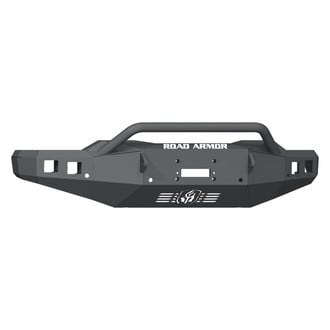 Road Armor® - Stealth Series Full Width Black Powder Coated Front Winch HD Bumper with Hoop