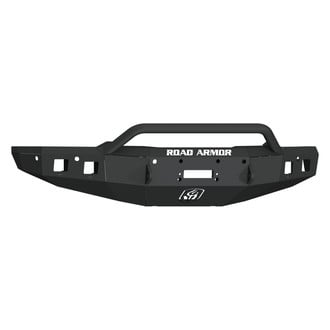Road Armor® - Stealth Series Full Width Black Powder Coated Front Winch HD Bumper with Hoop