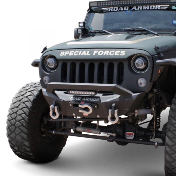 Road Armor® - Stealth Competition Cut Stubby Front HD Black Powder Coated Bumper