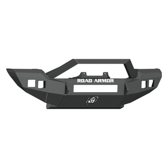 Road Armor® - Stealth Series Full Width Black Powder Coated Front Winch HD Bumper with Angular Hoop