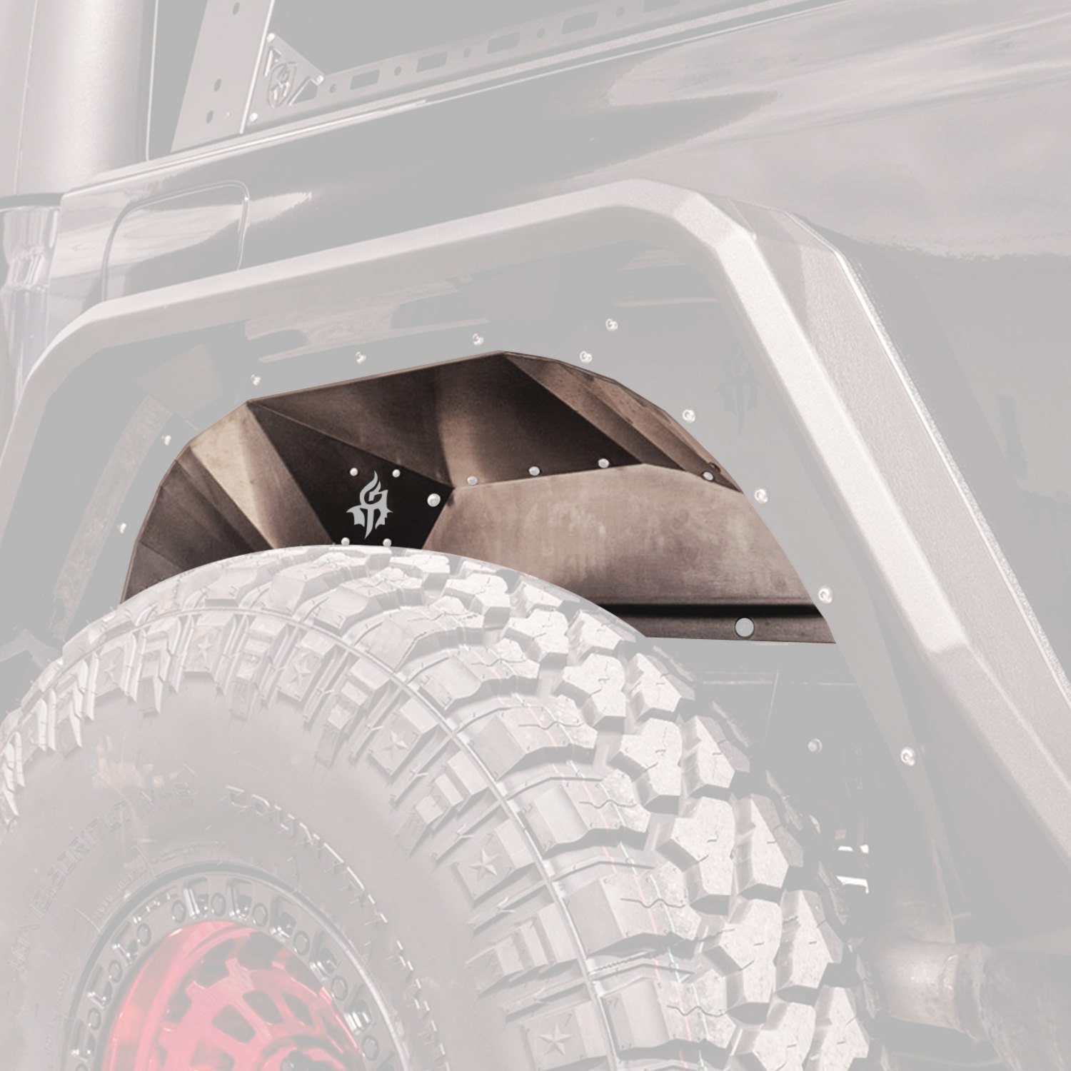 Road Armor® 520LFR0Z Stealth Series Raw Rear Fender Inner Liners