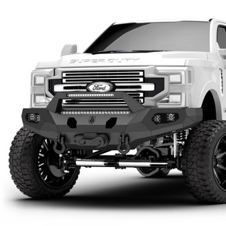 Road Armor® - Evolution Full Width Black Powder Coated Front Winch HD Bumper with Hoop