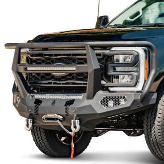 Road Armor® - Evolution Full Width Black Powder Coated Front Winch HD Bumper with Reaper Guard