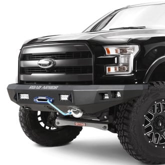 Road Armor® - Stealth Series Full Width Black Powder Coated Front Winch HD Bumper