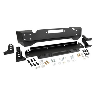 Rough Country® - Stubby Black Powder Coated Front Winch HD Bumper