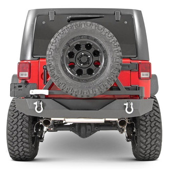 Rough Country® - Rock Crawler Mid Width Black Rear HD Bumper with Tire Carrier
