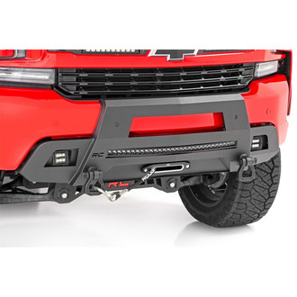 Rough Country® - Hidden Stubby Black Powder Coated Front Winch HD Bumper with Hoop