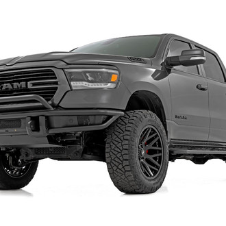 Rough Country® - Full Width Black Powder Coated Front Pre-Runner Bumper with Hoop