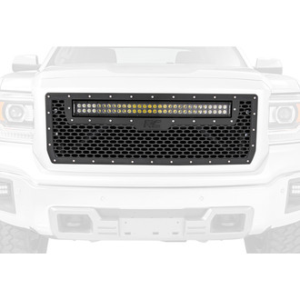 Rough Country® - 1-Pc Black Oval Laser Cut Mesh Main Grille with 1 x 30" LED Light Bar