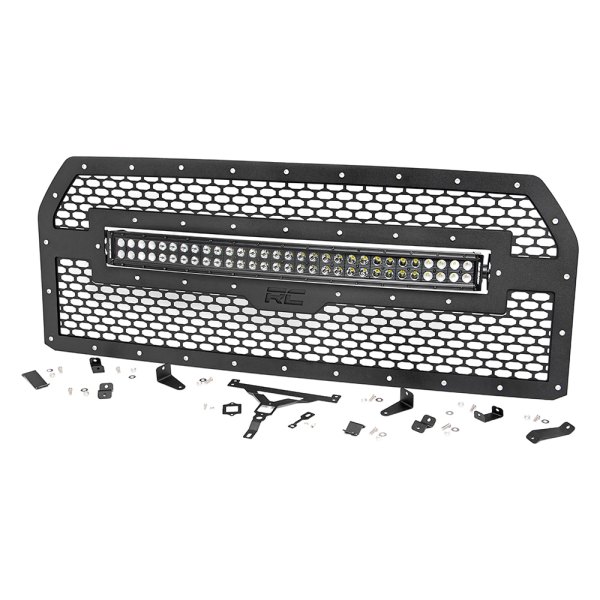 Rough Country® - 1-Pc Black Powder Coated Oval Mesh Laser Cut Main Grille