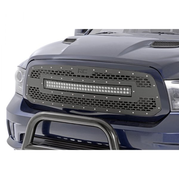 Rough Country® - 1-Pc Black Powder Coated Oval Laser Cut Mesh Main Grille