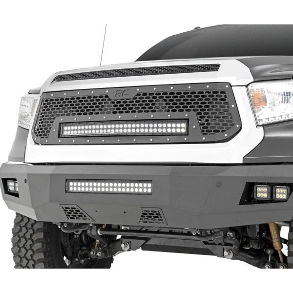 Rough Country® - 1-Pc Black Powder Coated Oval Laser Cut Mesh Main Grille