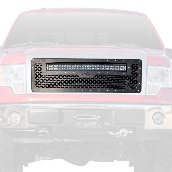 Rough Country® - 1-Pc Black Powder Coated Oval Laser Cut Mesh Main Grille