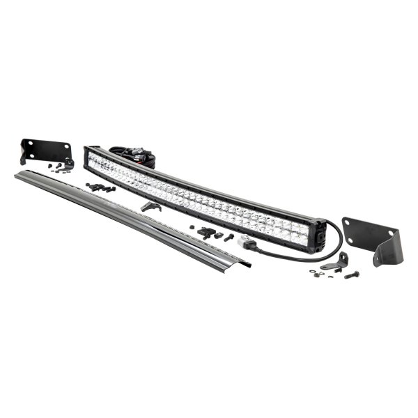 Rough Country® - Front Bumper Chrome Series 40" 120W Curved Dual Row Combo Spot/Flood Beam LED Light Bar Kit, with White DRL