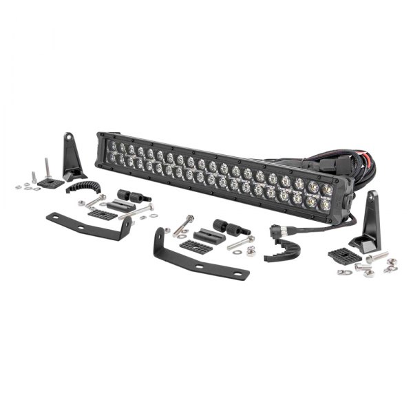 Rough Country® - Bumper Black Series 20" 120W Dual Row Combo Spot/Flood Beam LED Light Bar Kit, with White DRL, Full Set