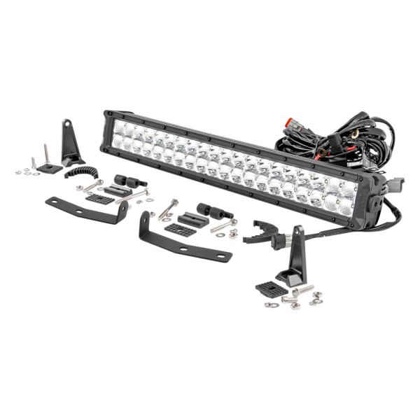 Rough Country® - Bumper ChromeSeries 20" 120W Dual Row Combo Spot/Flood Beam LED Light Bar Kit, with Amber DRL, Full Set