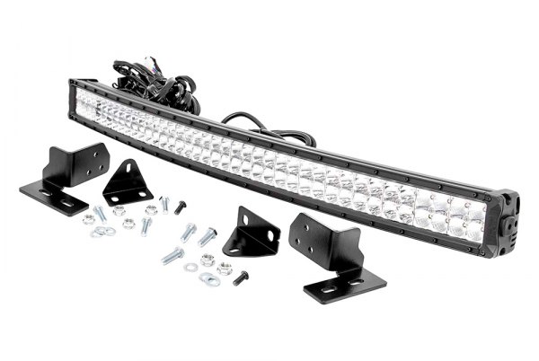 Rough Country® - Front Bumper Chrome Series 40" 240W Curved Dual Row Combo Spot/Flood Beam LED Light Bar Kit, with White DRL, Full Set