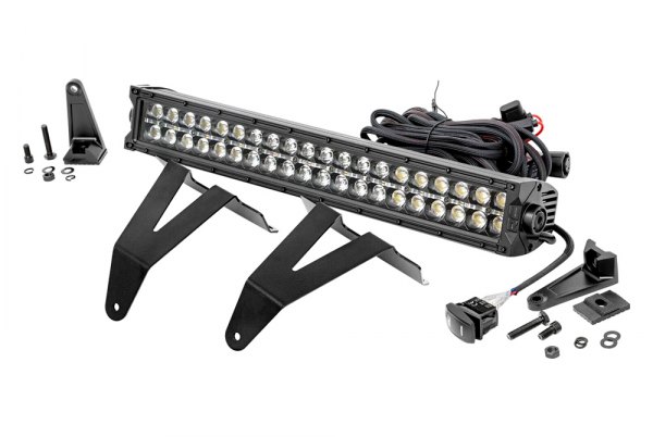Rough Country® - Front Bumper 20" 120W Dual Row Combo Spot/Flood Beam LED Light Bar Kit with Cool White DRL, with White DRL, Full Set