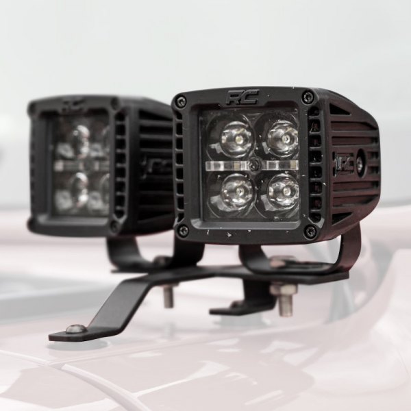 Rough Country® - A-Pillar Black Series 2" 4x18W Cube Spot Beam LED Light Kit, with White DRL