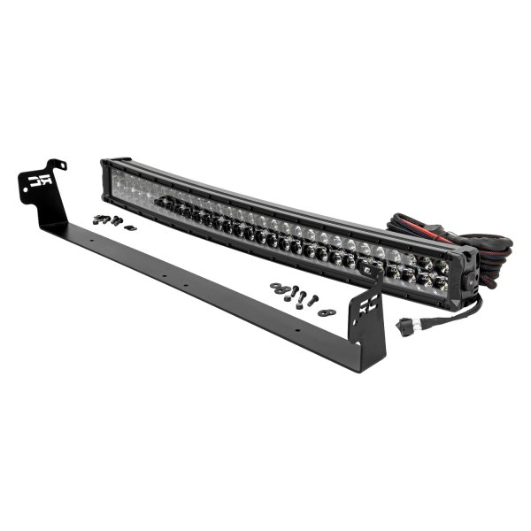 Rough Country® - Front Bumper Black Series 30" 300W Curved Dual Row Combo Spot/Flood Beam LED Light Bar Kit, with White DRL