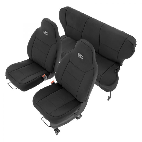  Rough Country® - Neoprene 1st & 2nd Row Black Seat Cover Set