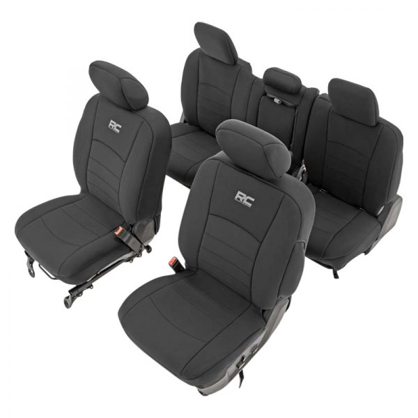  Rough Country® - Neoprene 1st & 2nd Row Black Seat Cover Set