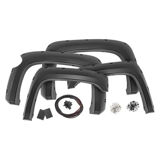 Rough Country® - Pocket Flat Black Front and Rear Fender Flares