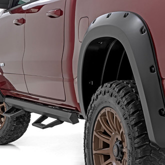 Rough Country® - Pocket Flat Black Front and Rear Fender Flares
