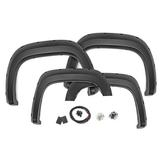 Rough Country® - Pocket Flat Black Front and Rear Fender Flares