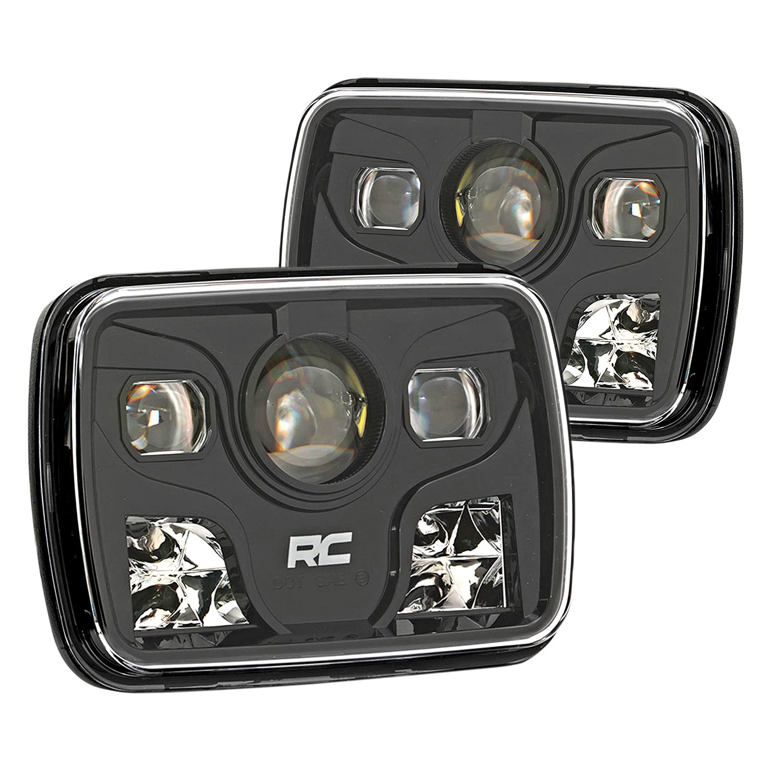 Rough Country® RCH5200 - 7x6 Rectangular Black Projector LED Headlights