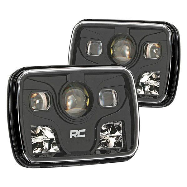 Rough Country® - 7x6" Rectangular Black Projector LED Headlights