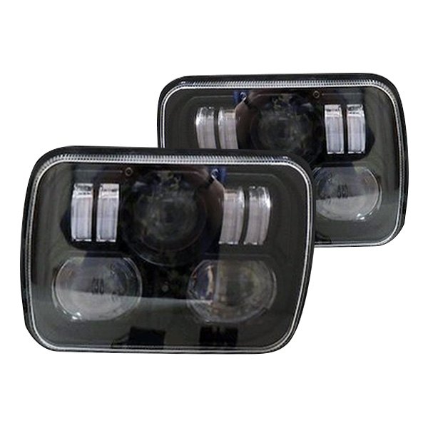 RT Off-Road® - 7x6" Rectangular Black Projector LED Headlights With DRL
