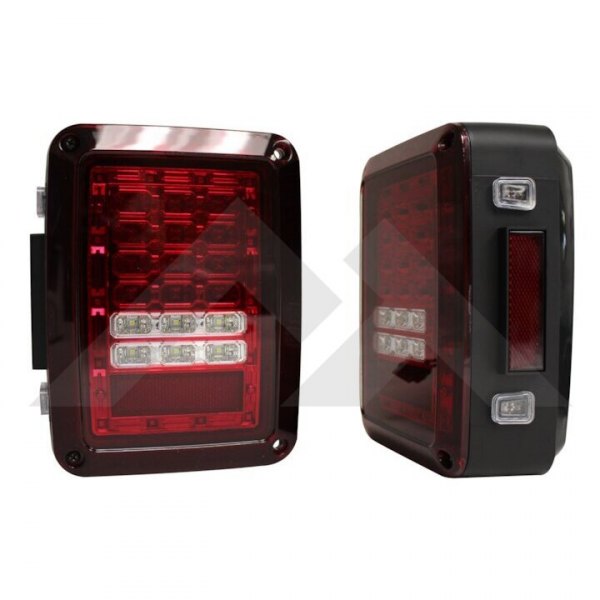 RT Off-Road® - Chrome/Red LED Tail Lights, Jeep Wrangler