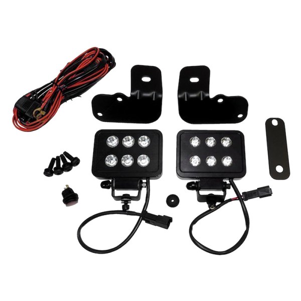 RT Off-Road® - Windshield Frame 4" 2x18W Rectangular Driving Beam LED Light Kit, Jeep Wrangler, Full Set