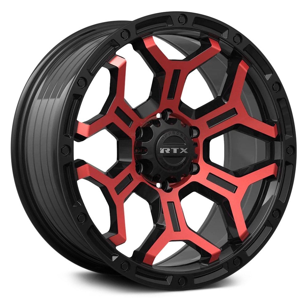 re.golith  RTX® GOLIATH Wheels - Gloss Black with Machined Red Spokes