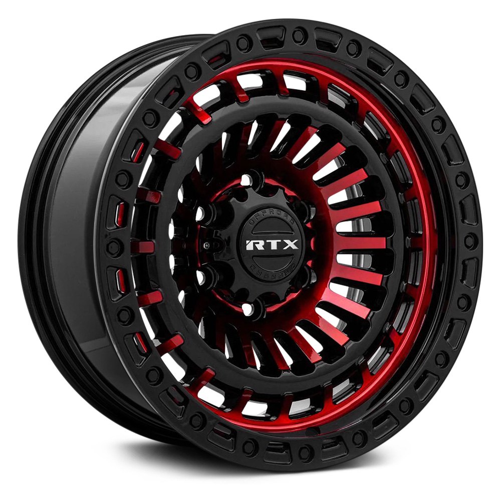 RTX® MOAB Wheels - Gloss Black with Machined Red Face Rims