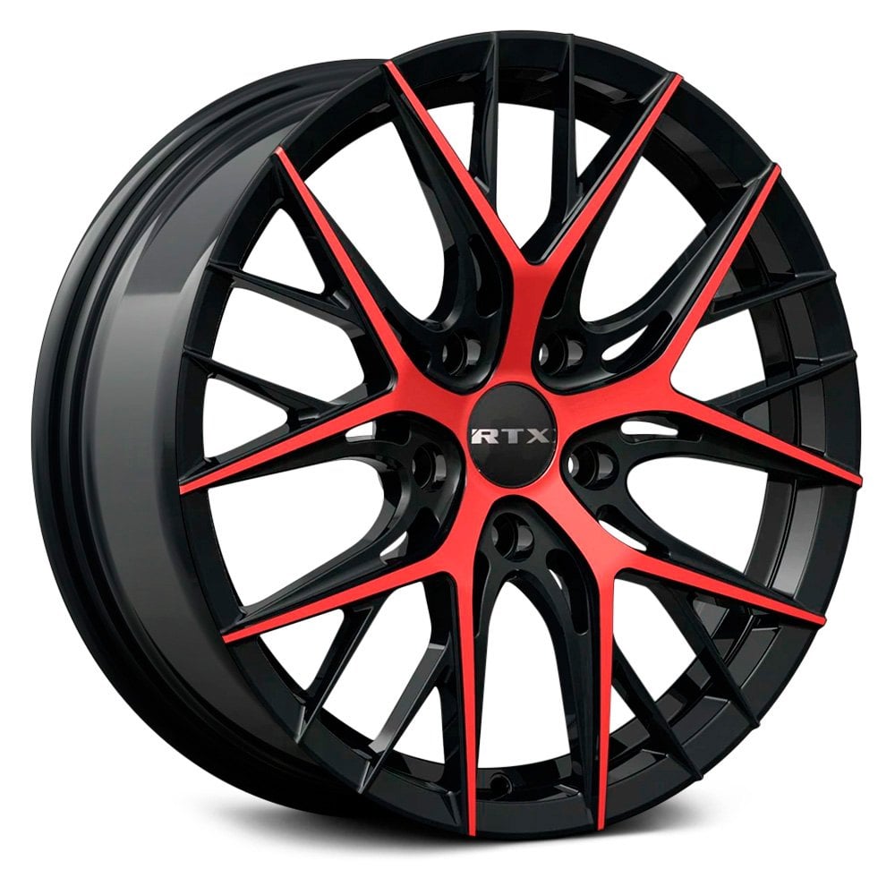 RTX® VALKYRIE Wheels Gloss Black with Machined Red Face Rims 083055