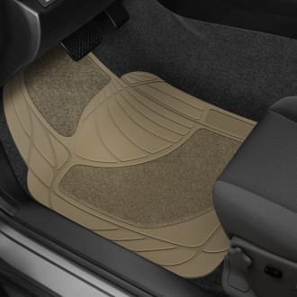 Rubber Queen® - 1st & 2nd Row Heavy Duty Carpeted Rubber Floor Mats Set