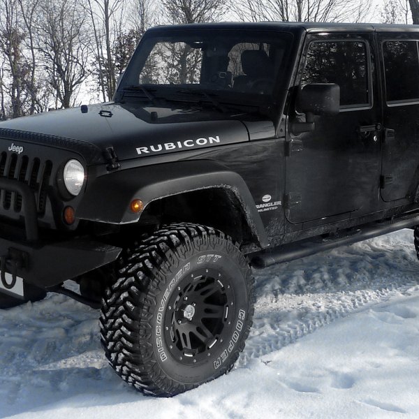 RUGGED RIDGE® - 15301 Satin Black with Machined Flange and Black Rim Protector on Jeep Wrangler